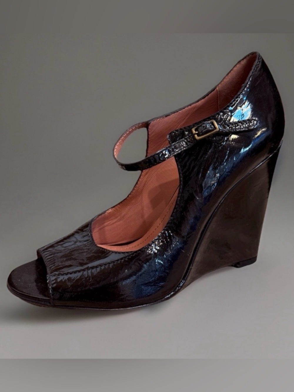 Derek Lam Black Patent Leather Wedge Heel Shoes